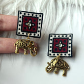 AJRAK ELEPHANT EARRINGS